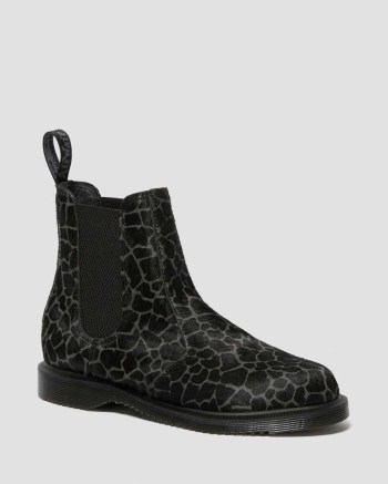 Dr Martens Flora Animal Print Chelsea Cizmy Damske Čierne Siva | 9547-RMSNH